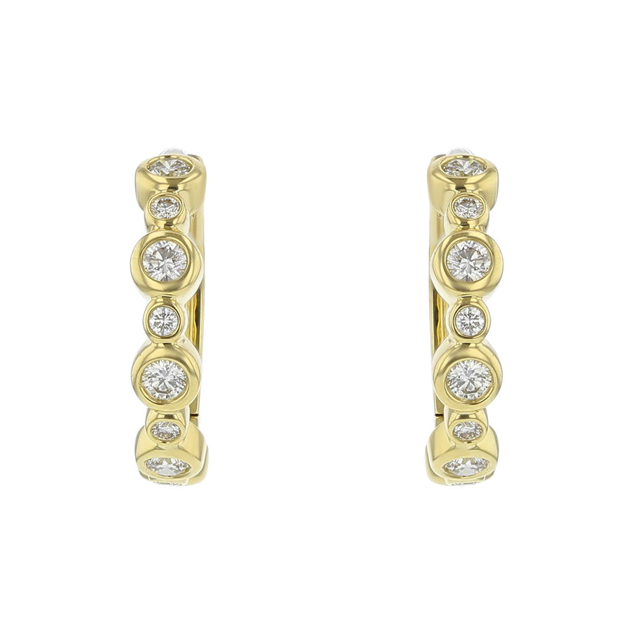 Round Bezel Set Hoop Earrings