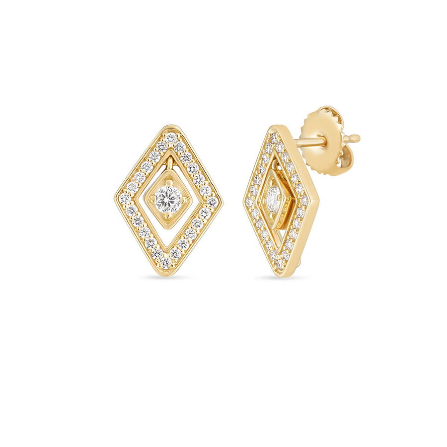 18K Yellow Gold Diamante Diamond Stud Earrings