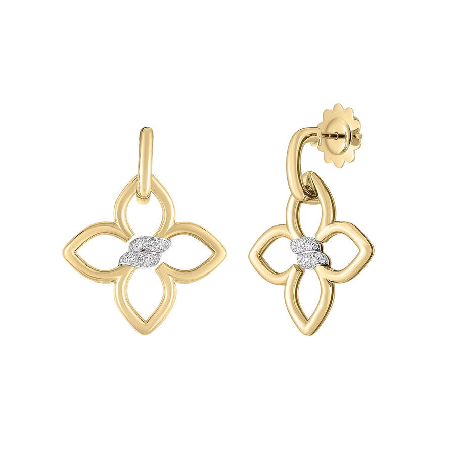 18K Yellow and White Gold Diamond Dangle Earrings