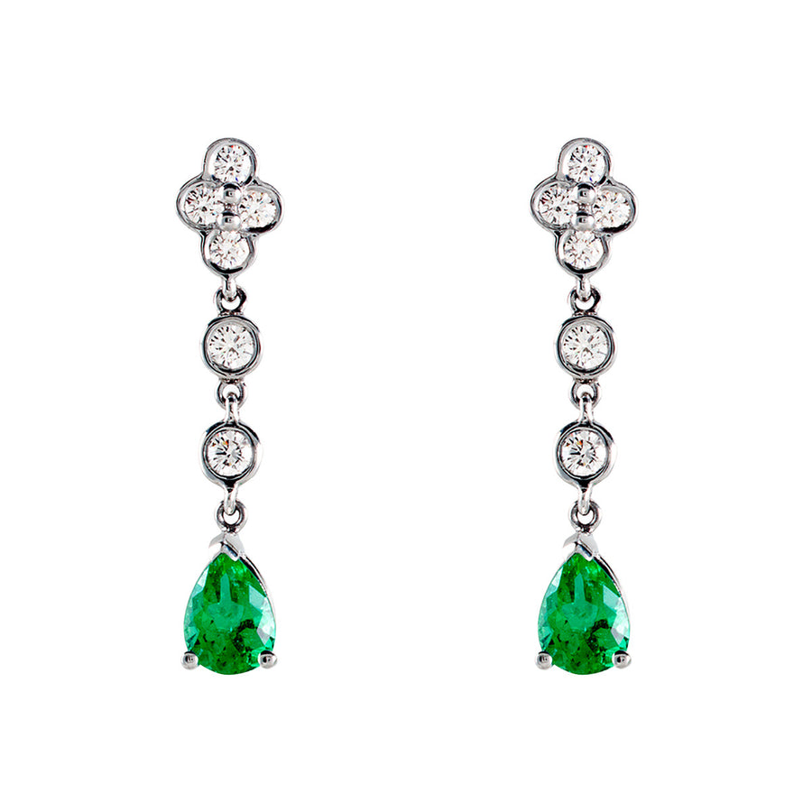 Emerald and Diamond Drop Earrings