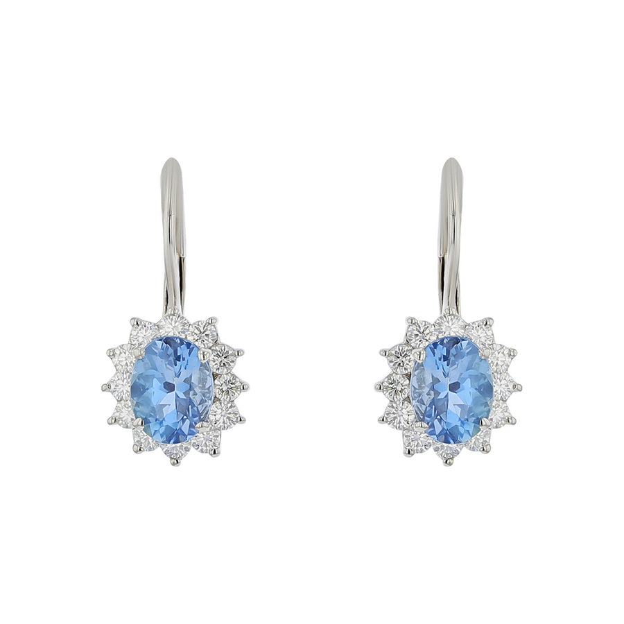 18K White Gold Aquamarine Diamond Earrings