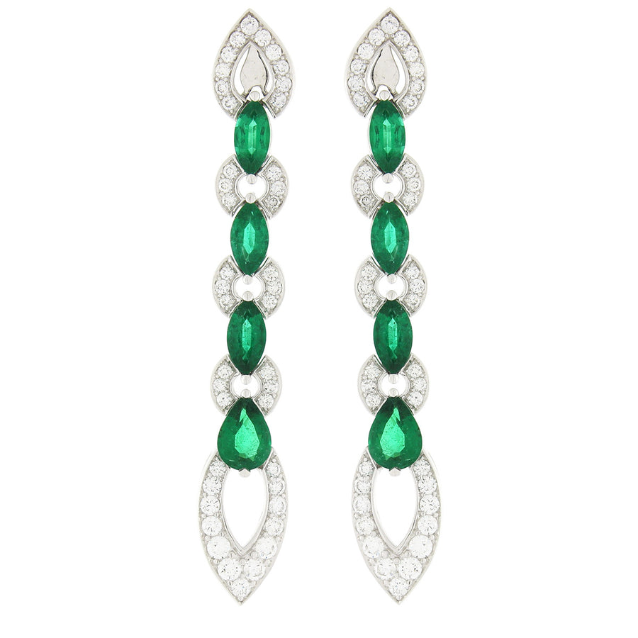 Emerald and Diamond Drop Earrings