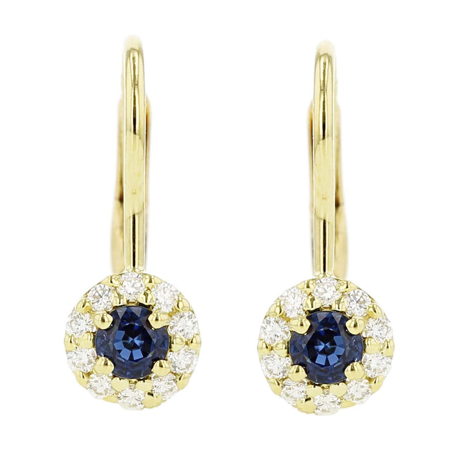 Sapphire and Diamond Halo Drop Earrings