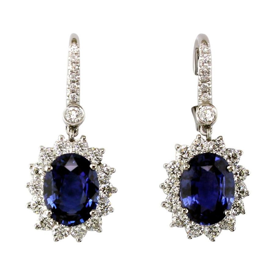 Platinum Sapphire Diamond Earrings