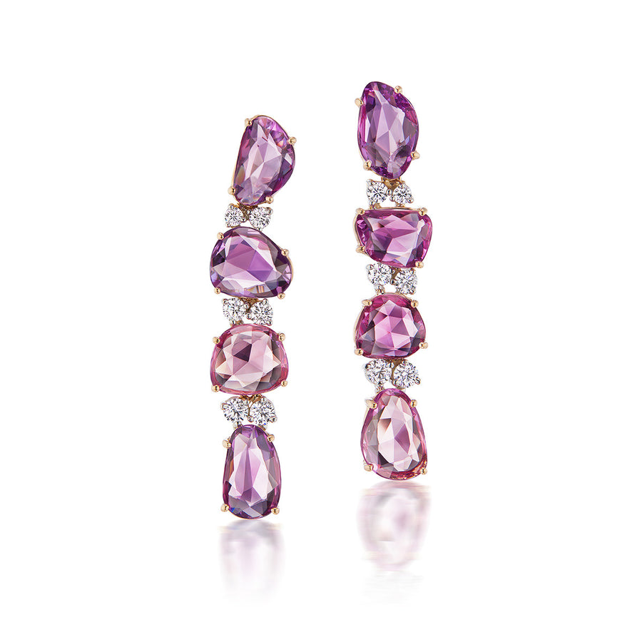 Multicolor Sapphire and Diamond Drop Earrings