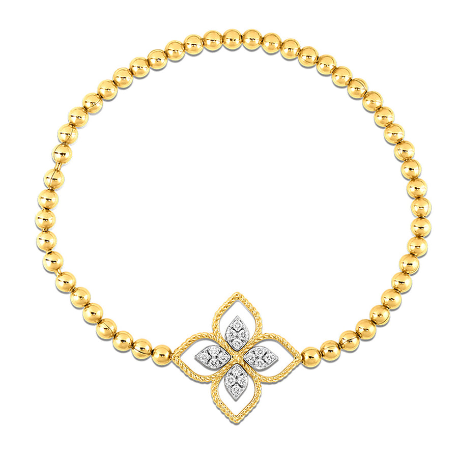 18K Gold Diamond Principessa Stretch Flower Bracelet