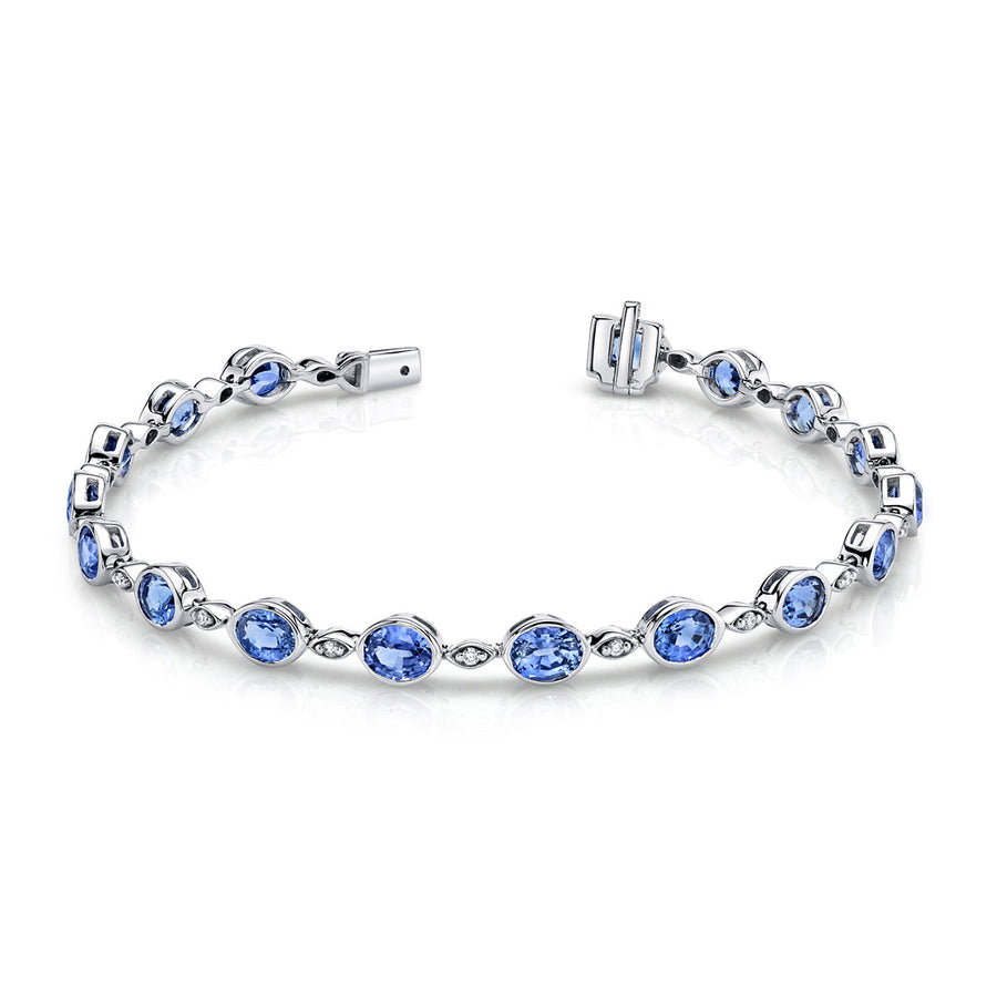 Pastel Blue Sapphire 14kt White Gold Bracelet with Diamonds