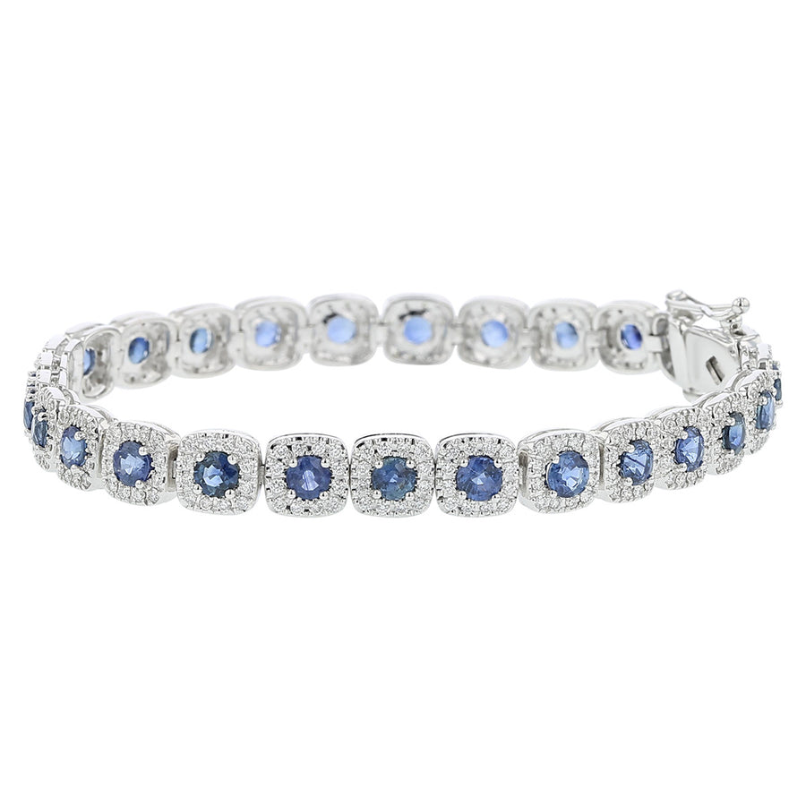 14K White Gold Sapphire and Diamond Bracelet