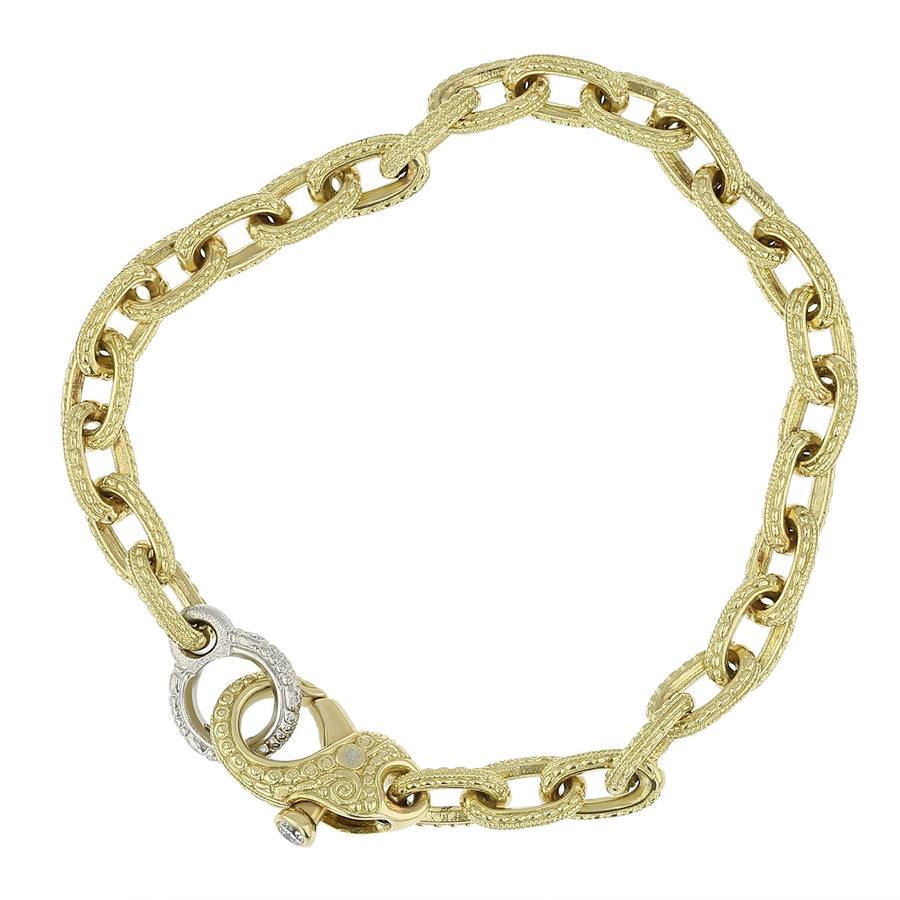 18K Gold, Platinum and Diamond Chain Bracelet