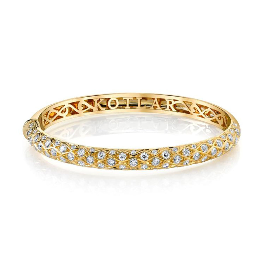 Criss Cross Artisan Pave Diamond Halfway Bangle