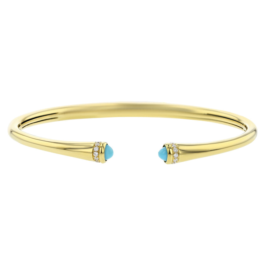 18K Yellow Gold Turquoise and Diamond Cuff