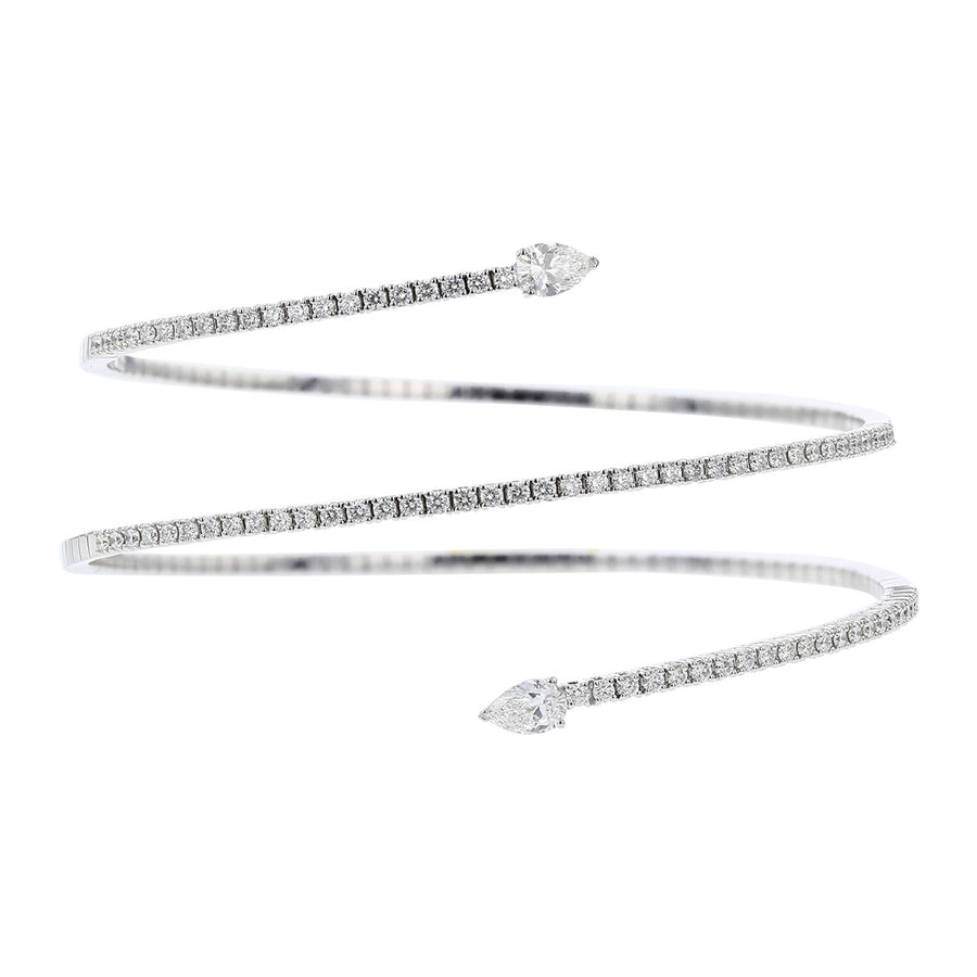 18K White Gold Flexible Bracelet with Diamonds