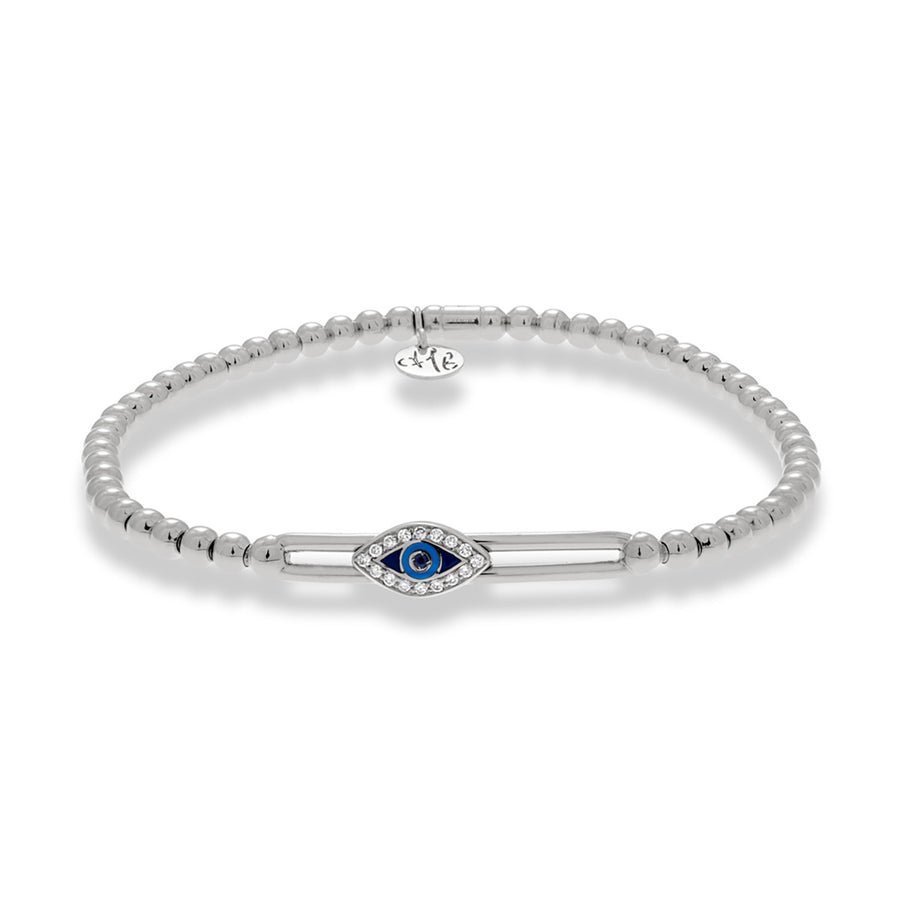 Sliding Evil Eye Sapphire and Diamond Stretch Bracelet