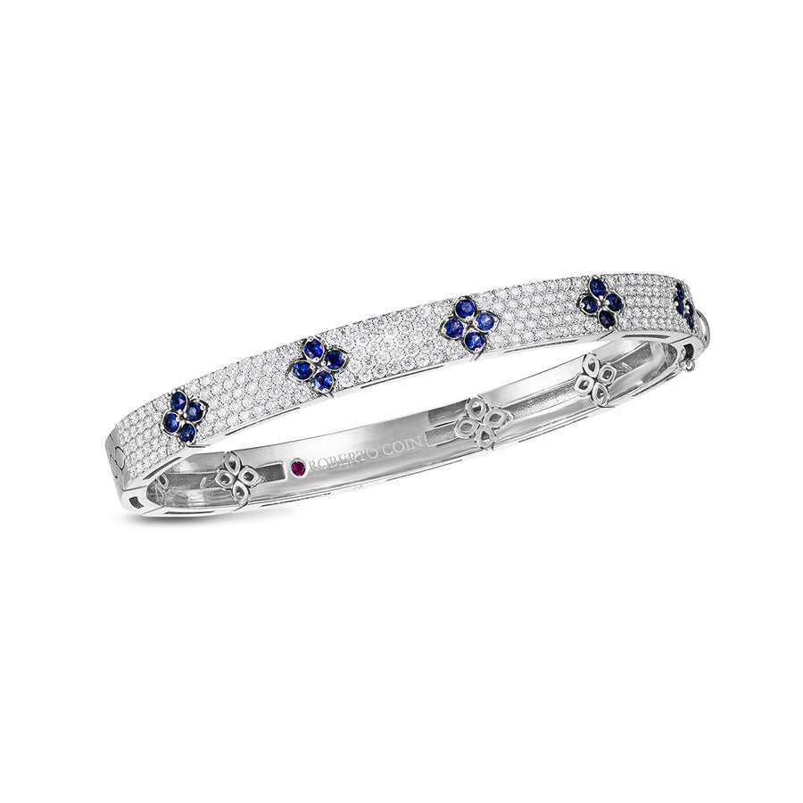 18K Love in Verona Pave Diamond and Blue Sapphire Bangle