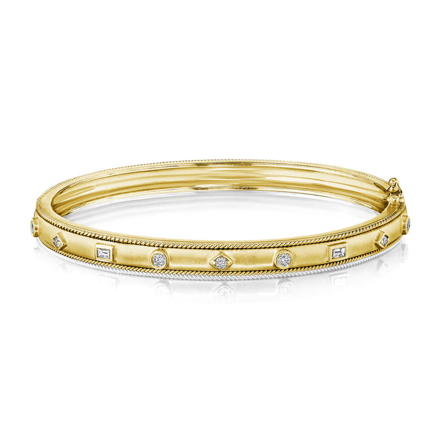 Diamond Mixed Shape Amulet Bangle Bracelet