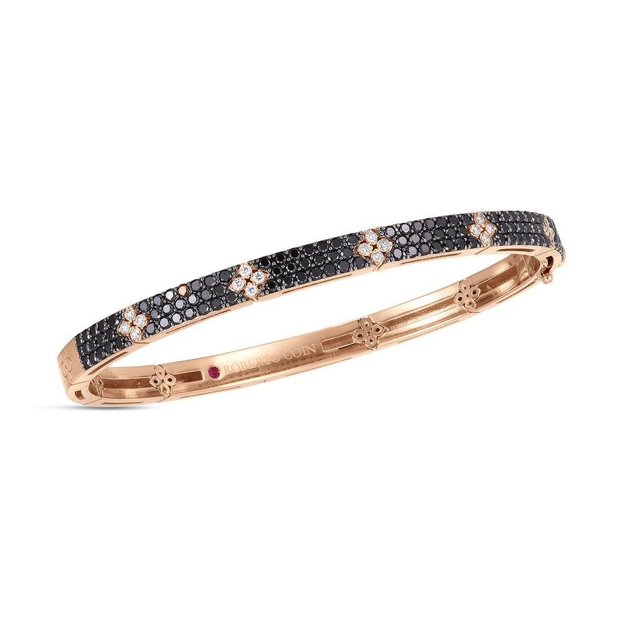 18K Love in Verona Black Diamond Flower Bangle