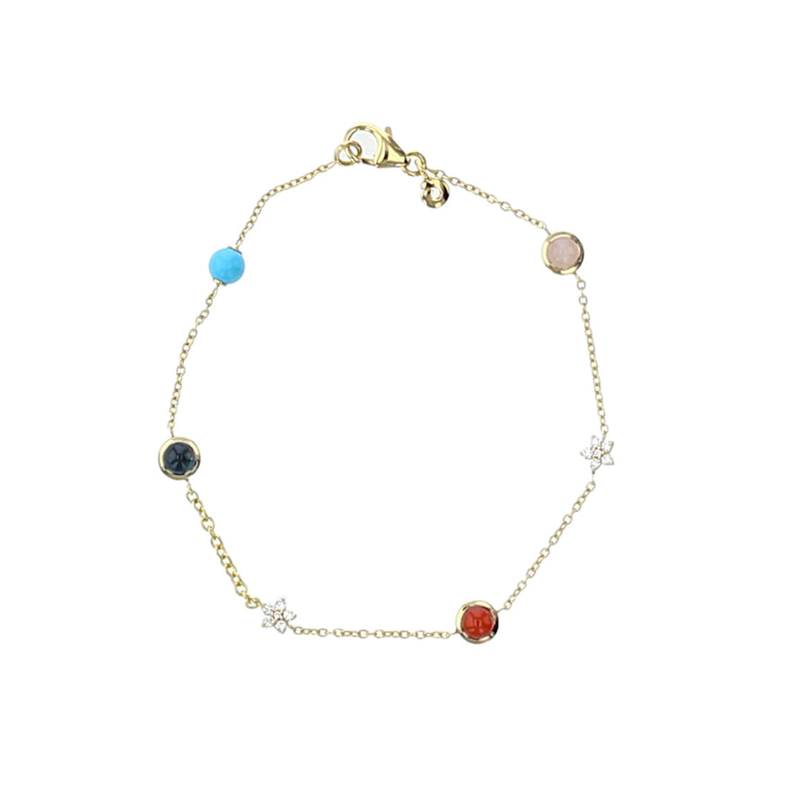 Shooting Star Bracelet in Yellow Gold with Mixed Stones