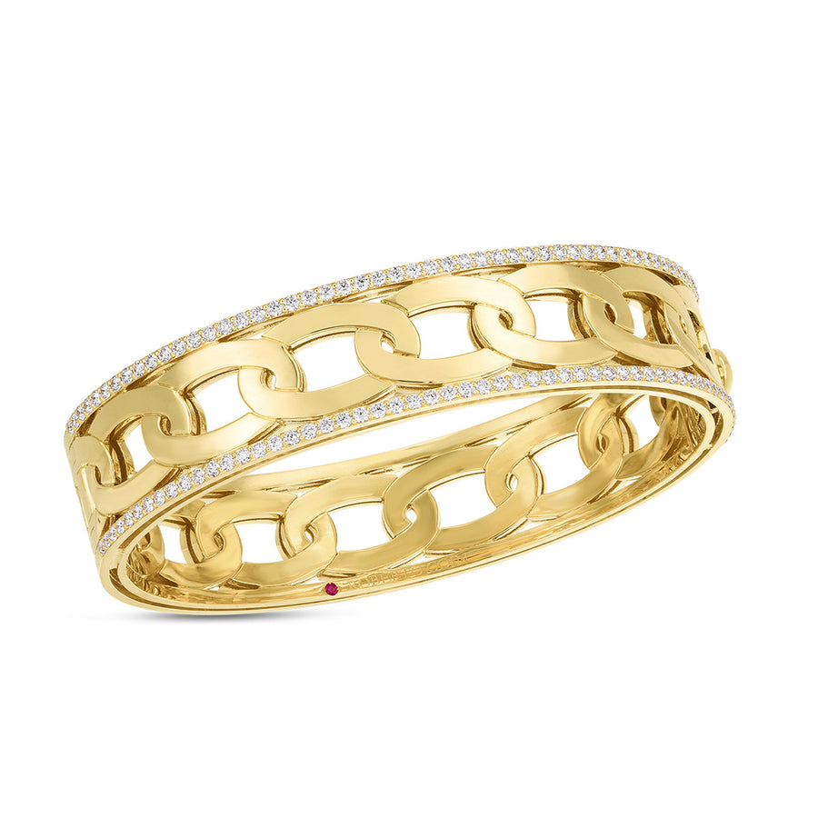 Navarra 18K Wide Bangle with Diamonds