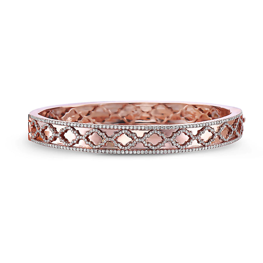 Diamond Faceted Trellis Bangle Bracelet