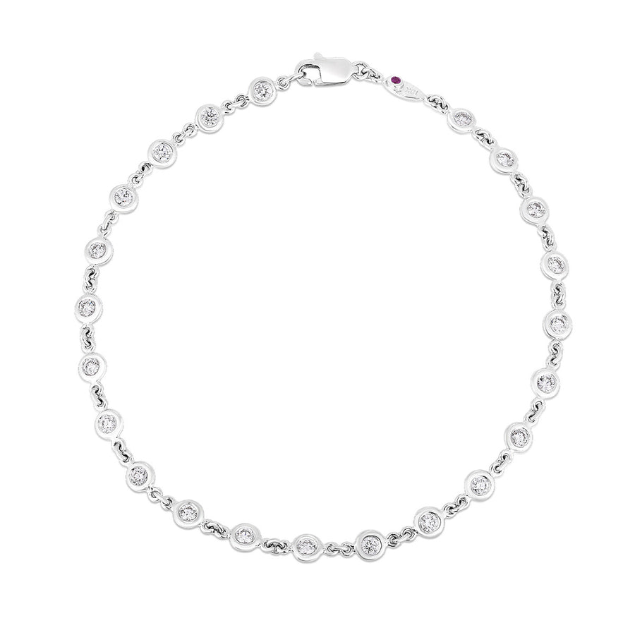 18K White Gold Continuous Diamond Station Bracelet