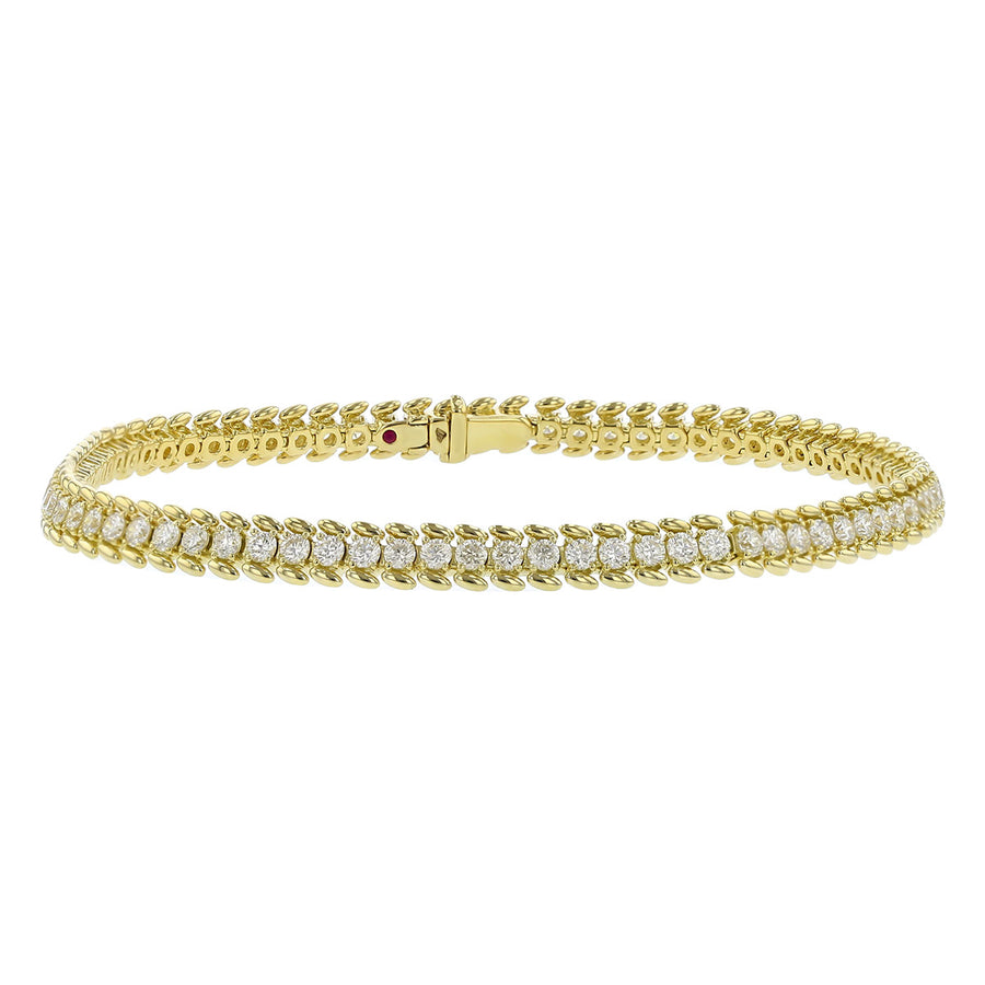 18K Yellow Gold and Diamond Line Bracelet