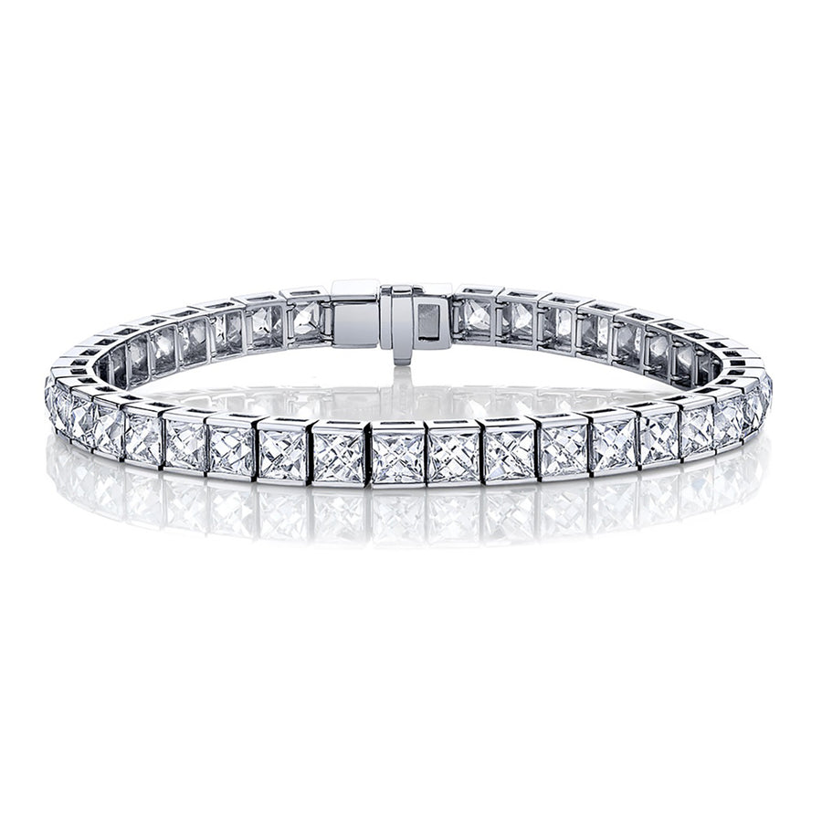 Square French-cut Diamond Tennis Bracelet
