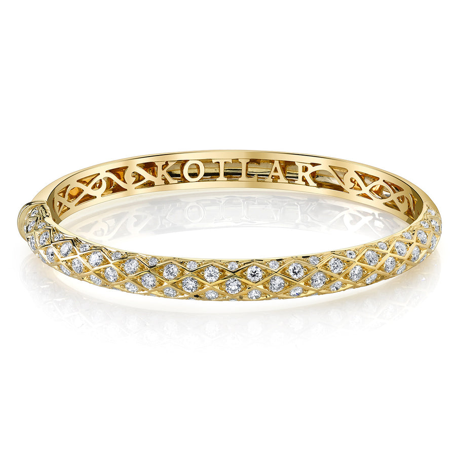 Criss Cross Artisan Pave Diamond Half Way Bangle