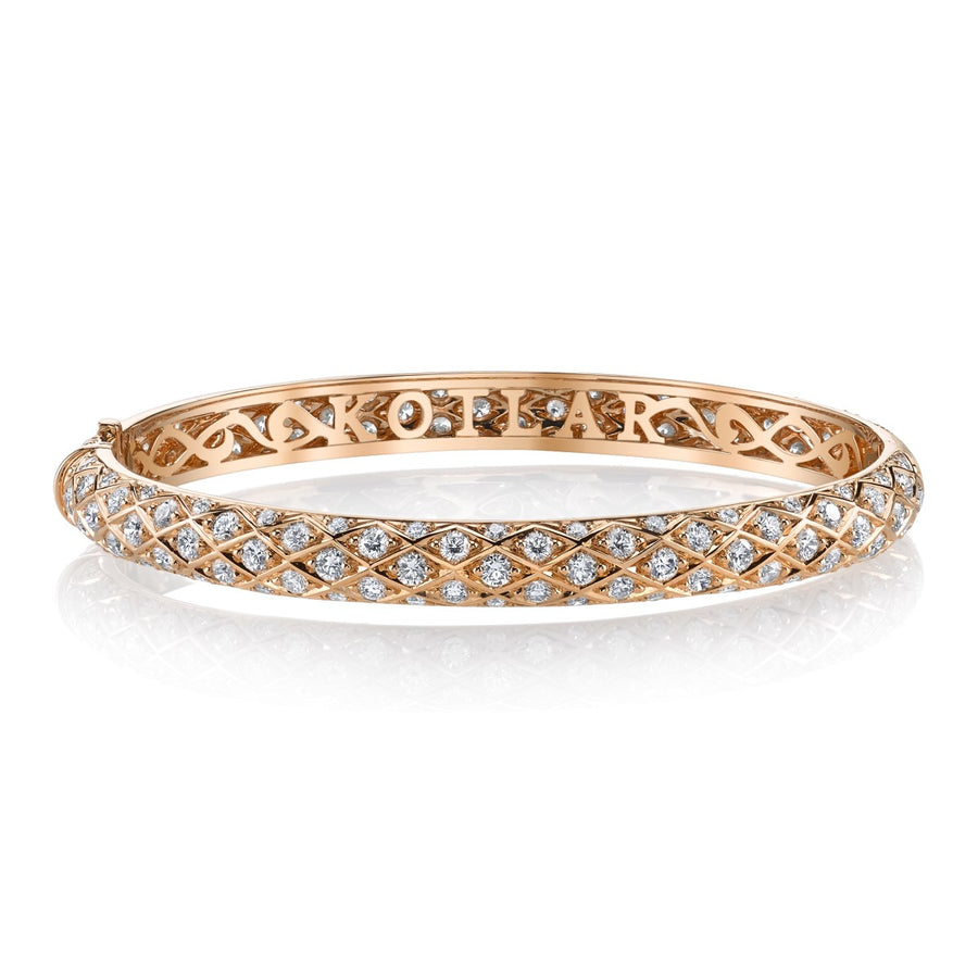 Criss Cross Artisan Pave Diamond Bangle Bracelet