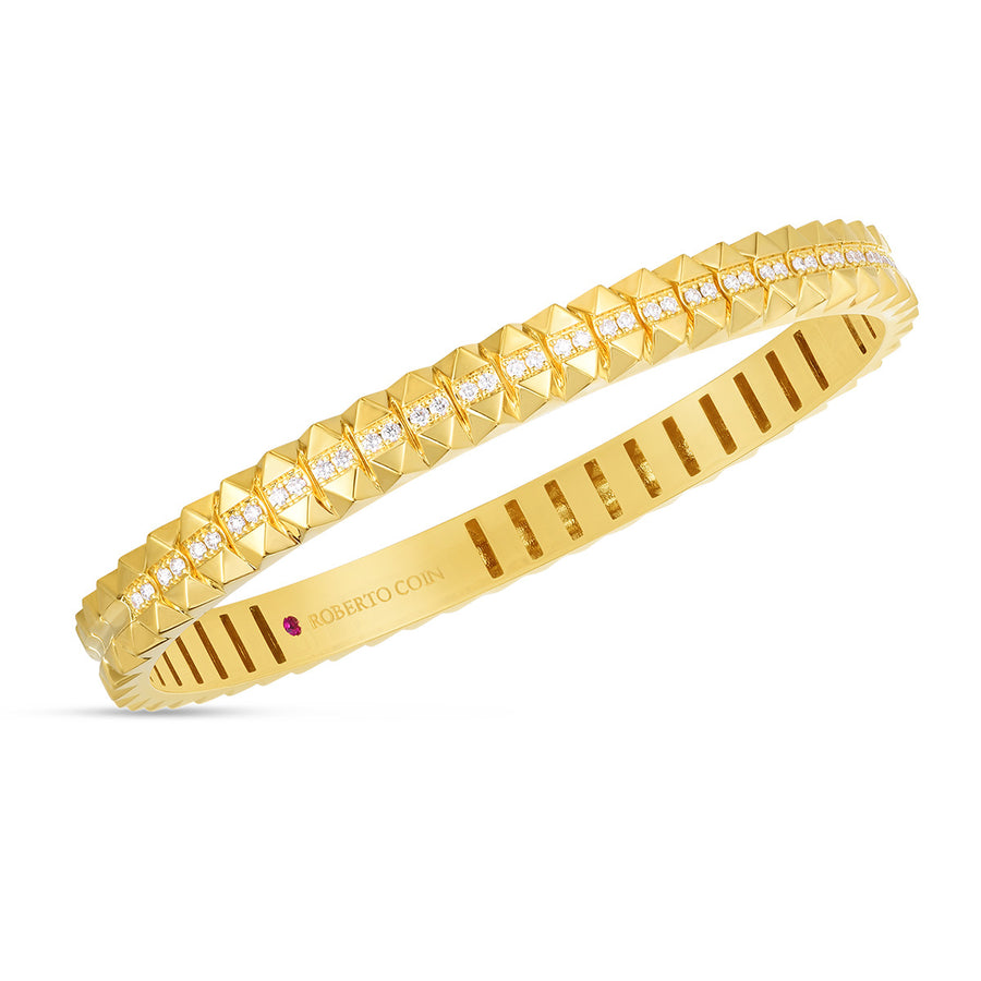 18K Gold Obelisco Petite Diamond Hinged Bangle