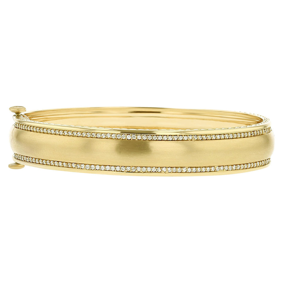 Wide Engravable Bangle with Diamond Edge