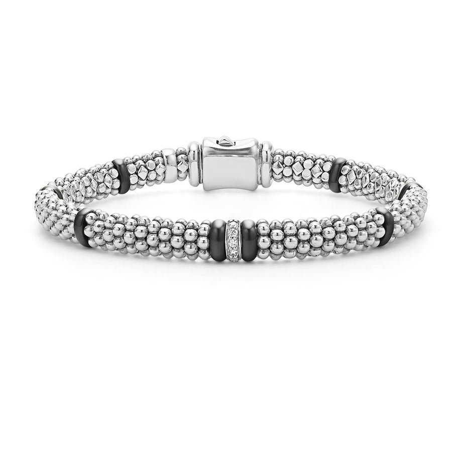 Single Station Diamond Caviar Bracelet 6mm