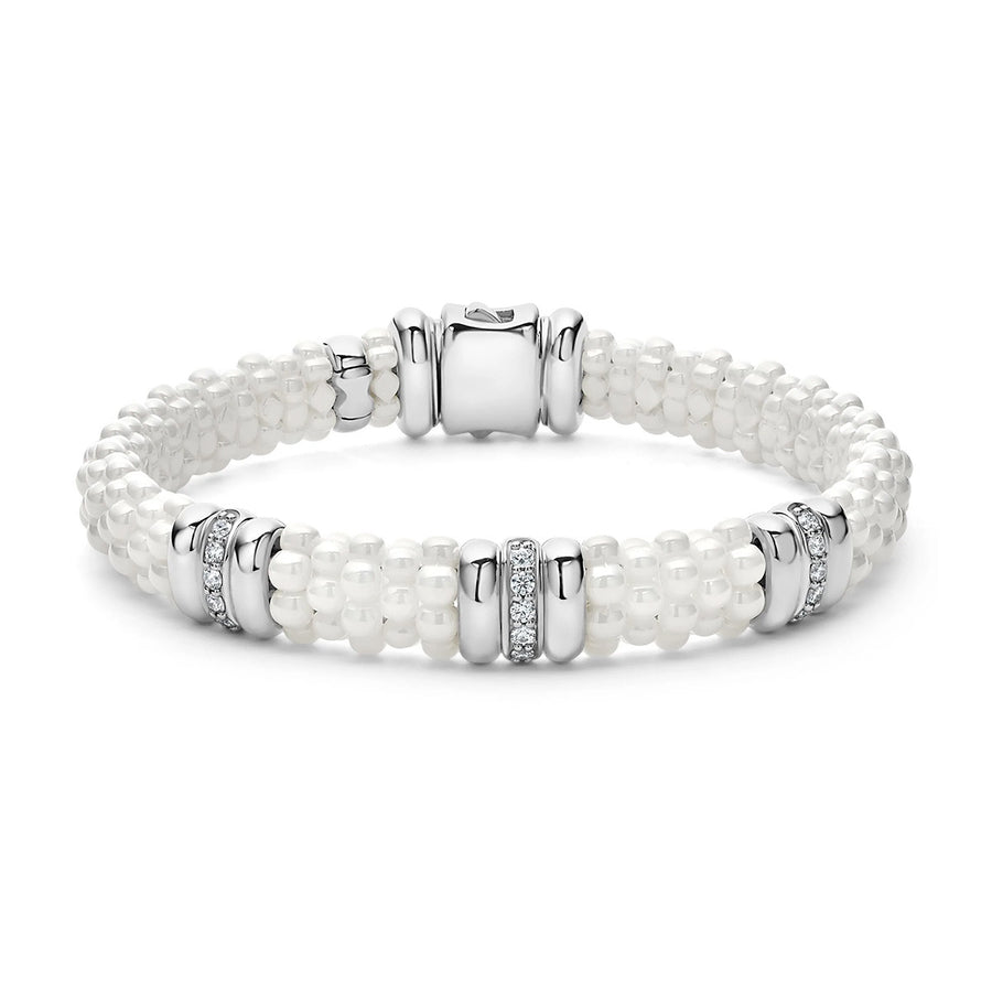 Three Station Ceramic Diamond Bracelet