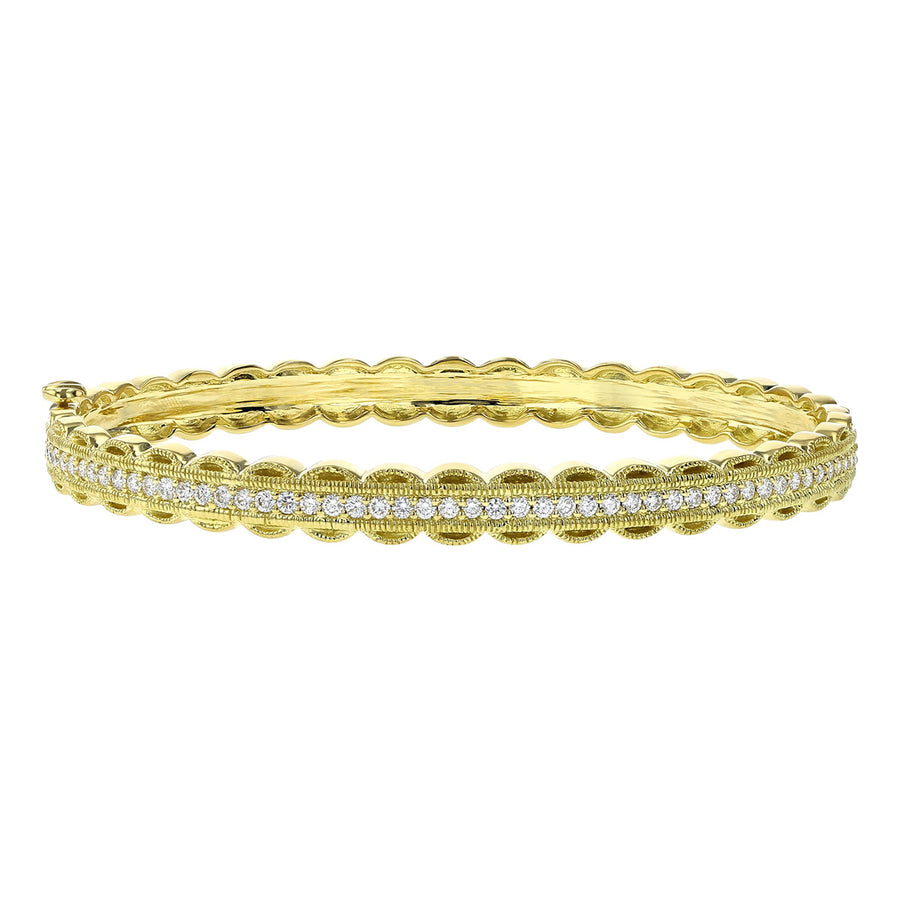 Scalloped Edge Diamond Bangle