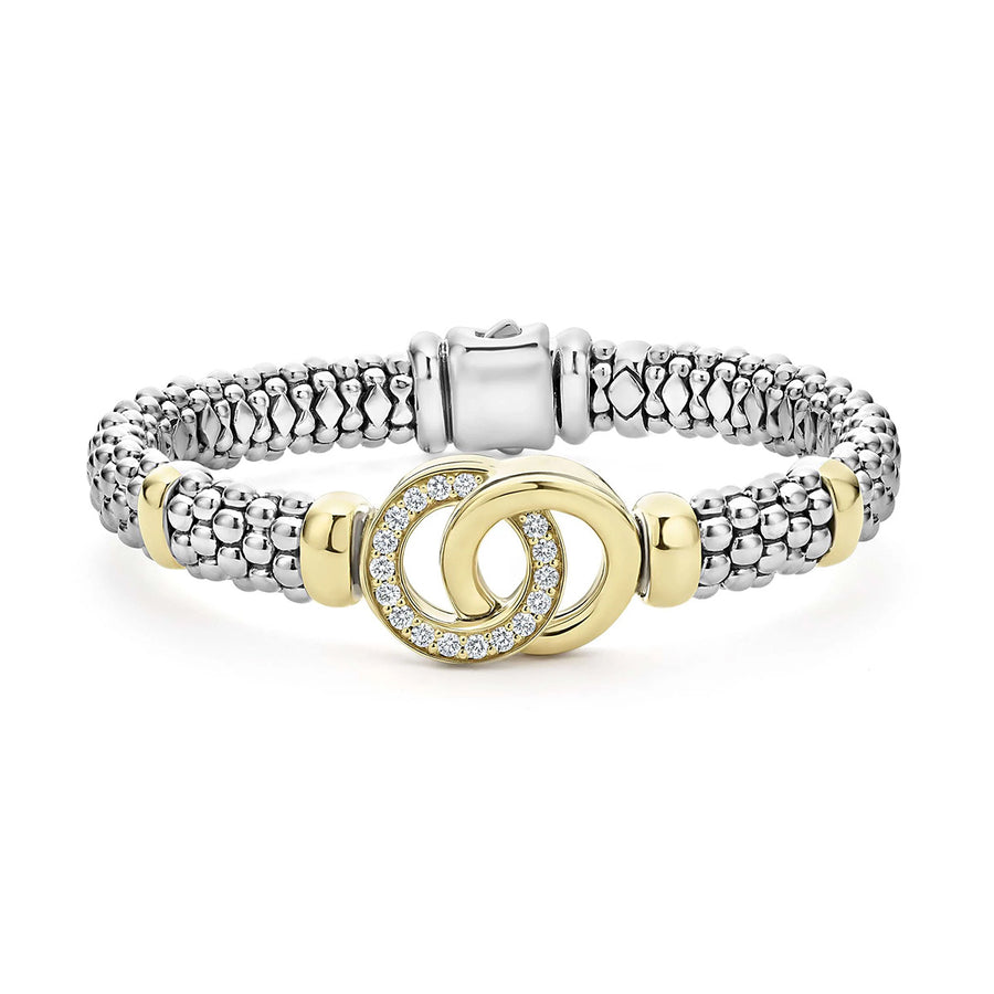 Two-Tone Interlocking Diamond Caviar Bracelet
