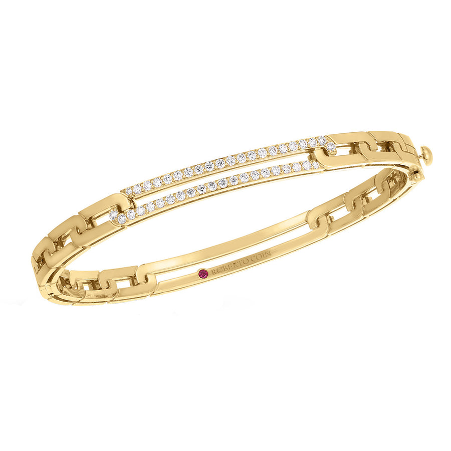 18K Yellow Gold Navarra Pave Extended Link Bangle