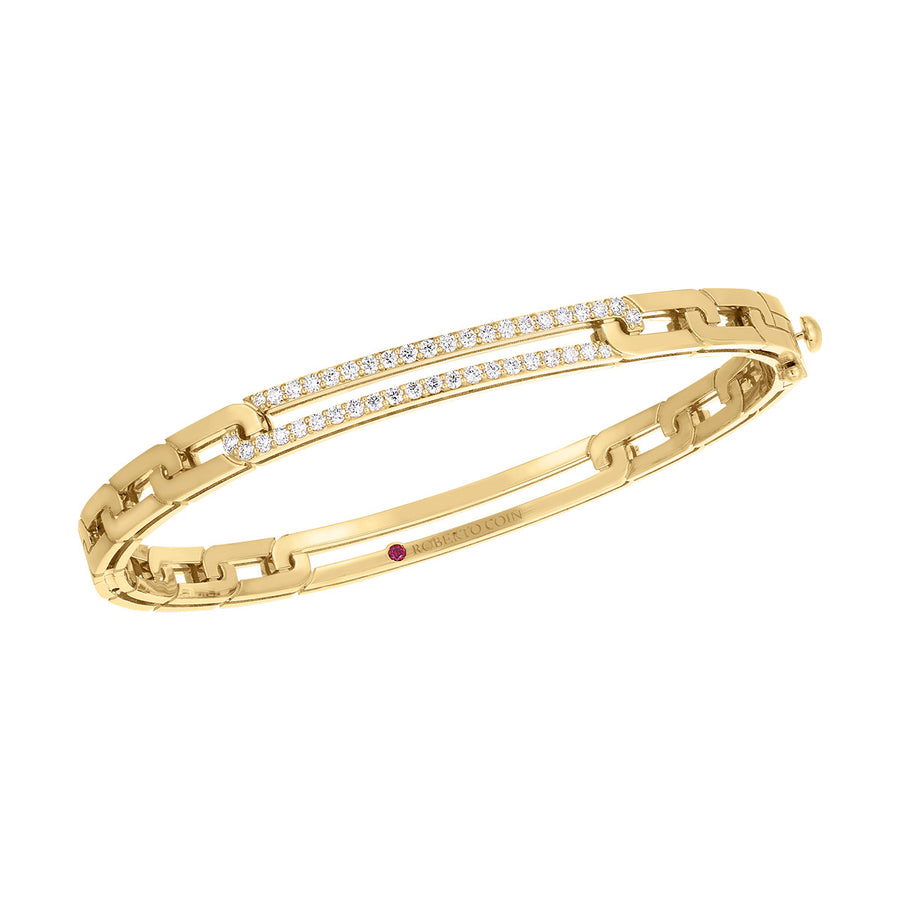 18K Yellow Gold Navarra Pave Extended Link Bangle