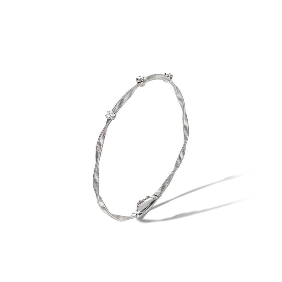 18K White Gold and Diamond Stackable Bangle