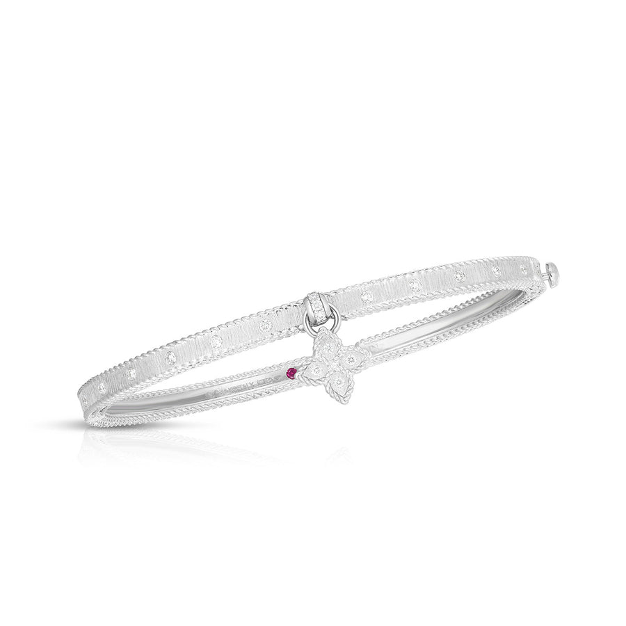 18K Symphony Princess Flower Bangle with Diamond Flower Charm
