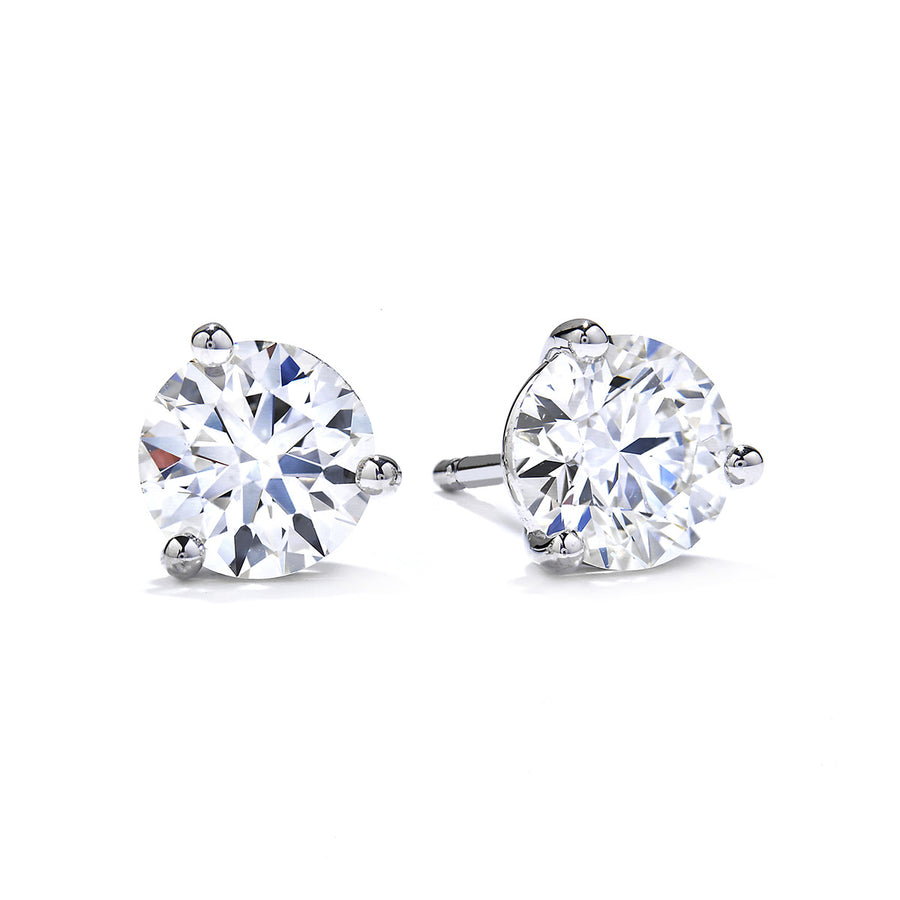 18K Round Brilliant Diamond Stud Earrings