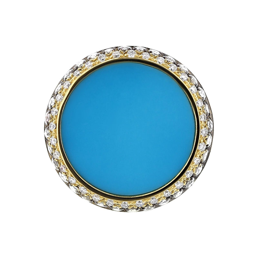 Turquoise Ring in Yellow Gold with Diamonds