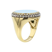 Turquoise Ring in Yellow Gold with Diamonds