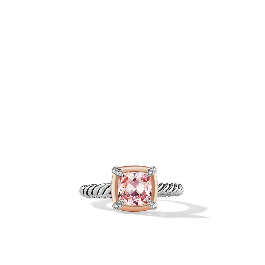 David Yurman Chatelaine Ring with Morganite and Diamonds in 18K Rose Gold - pink/rose Gold