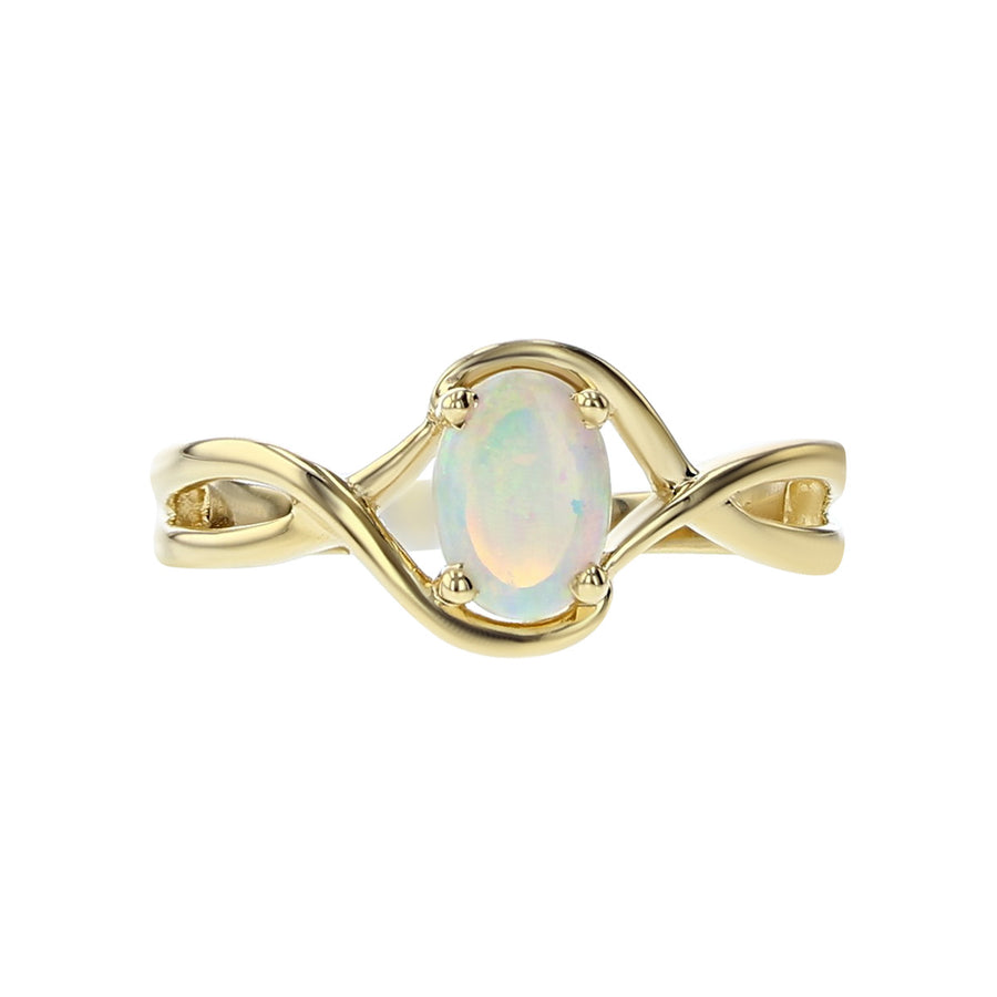 14K Yellow Gold Australian White Opal Ring