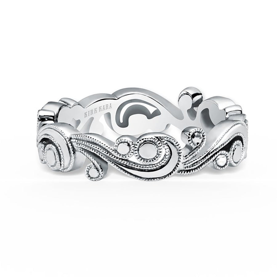 Whimsical Milgrain Waves Wedding Band