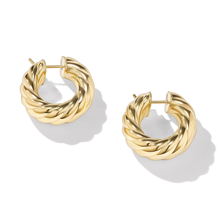 Sculpted Cable Hoop Earrings in 18K Yellow Gold | Sylvan\'s Jewelers