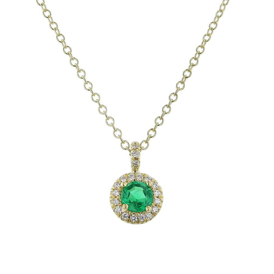 Emerald Halo Pendant Necklace