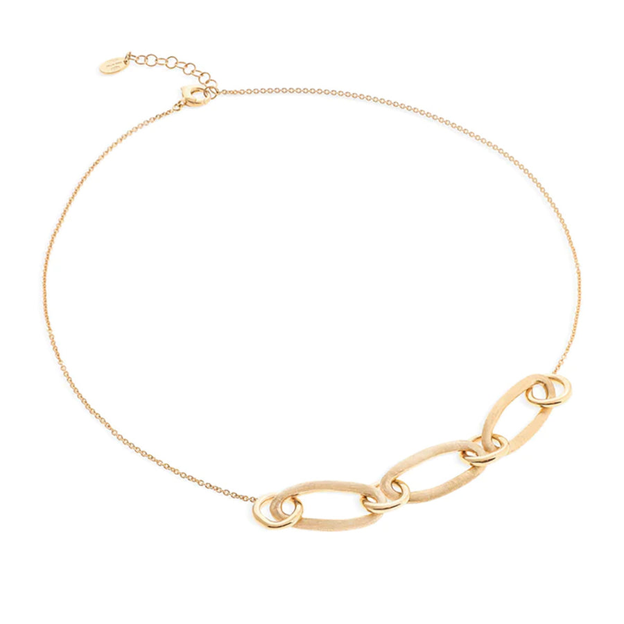 18K Yellow Gold Mixed Link Half Collar Necklace