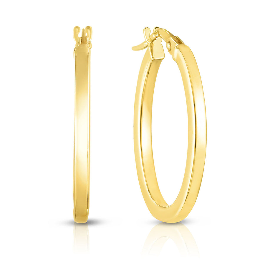 18K Yellow Gold Petite Flat Oval Hoop Earrings