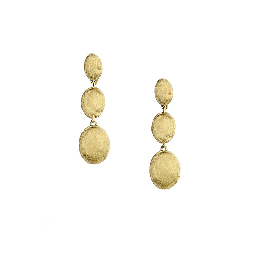 18K Yellow Gold Triple Drop Earrings