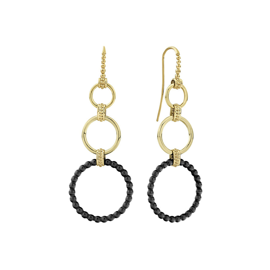 Black Caviar Gold Drop Earrings